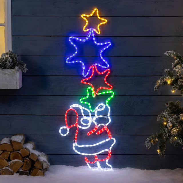 Luminária de parede Pai Natal e Estrela com LED