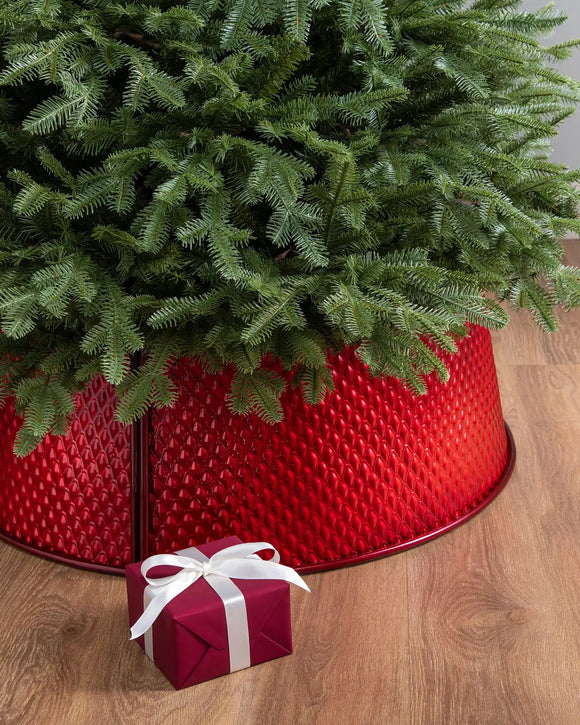 Saia Rígida para Árvore de Natal em Metal Vermelho Texturizado