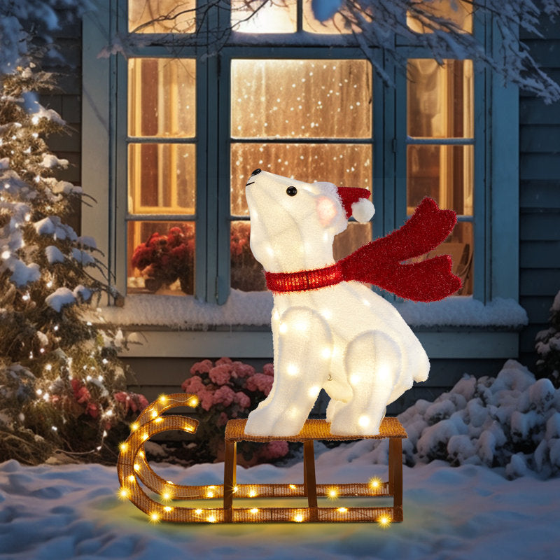 Urso Polar no Trenó Iluminado com 104 LEDs – 85 cm