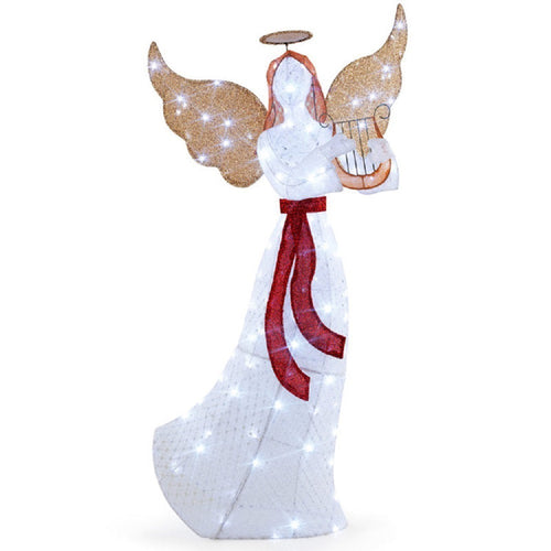 Anjo Natalino com Harpa e 120 LEDs – 1,52 m