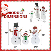 Família de Bonecos de Neve 2D com 130 LEDs – Kit com 3 Peças
