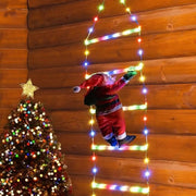 Escada Luz em LED Colorido Decoração de Natal com Pai Natal Pendurado 3M