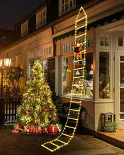 Escada Luz em LED Colorido Decoração de Natal com Pai Natal Pendurado 3M