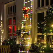 Escada Luz em LED Colorido Decoração de Natal com Pai Natal Pendurado 3M