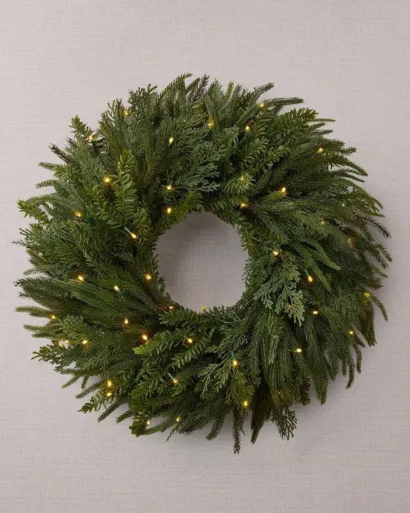 Grinalda de Natal 90 cm com LED e Folhagens Verdes