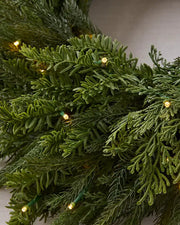 Grinalda de Natal 90 cm com LED e Folhagens Verdes