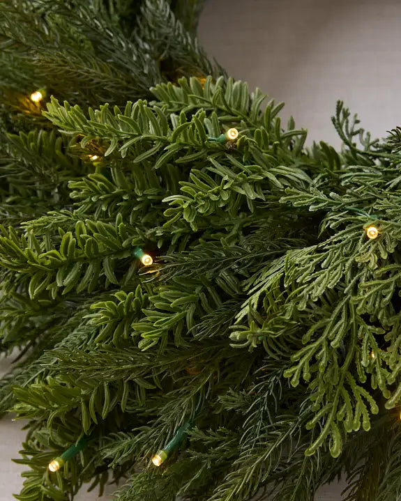 Grinalda de Natal 90 cm com LED e Folhagens Verdes