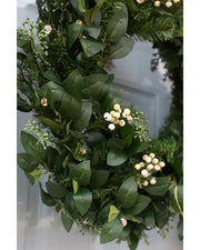Grinalda de Natal 90 cm com LED, Folhagens Verdes e Mini Frutas Claras