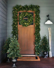Grinalda de Natal 90 cm com LED, Folhagens Verdes e Mini Frutas Claras
