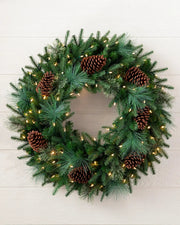 Grinalda de Natal 90 cm com LED, Pinhas e Folhagens Verdes