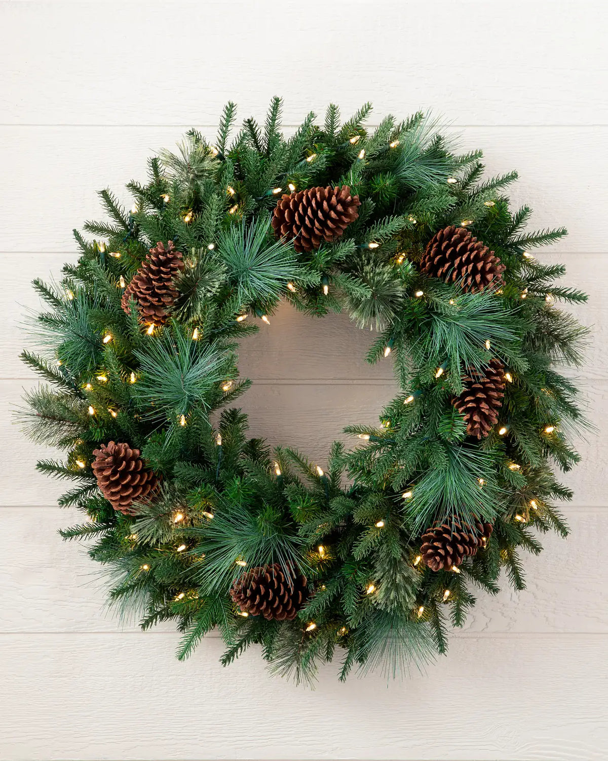 Grinalda de Natal 90 cm com LED, Pinhas e Folhagens Verdes