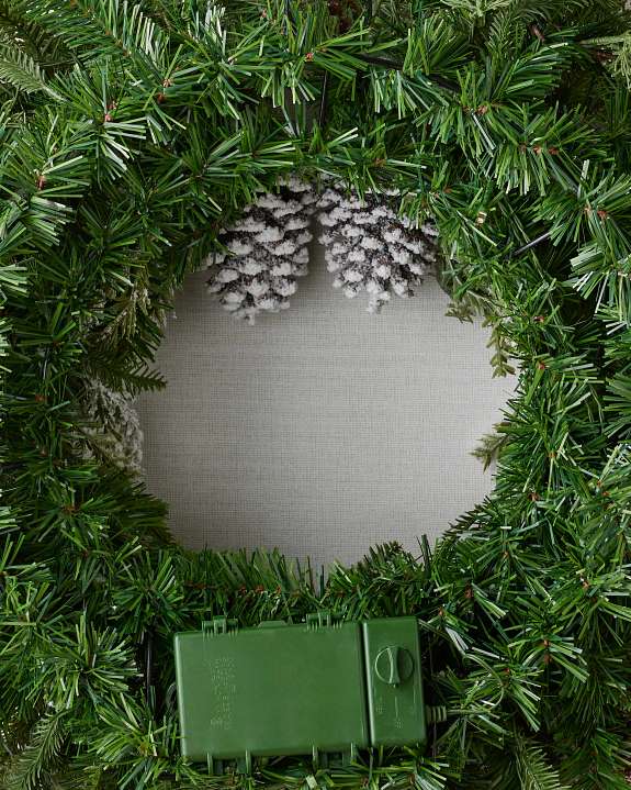 Grinalda de Natal 90 cm com LED, Pinhas Nevadas e Folhagens Verdes