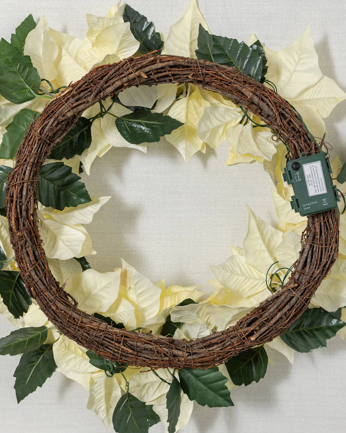 Grinalda Flores Marfim Com LED 90 cm