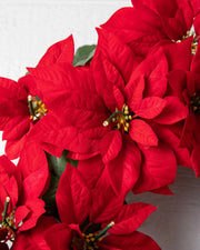 Grinalda Natal Flores Vermelhas Com LED 90 cm