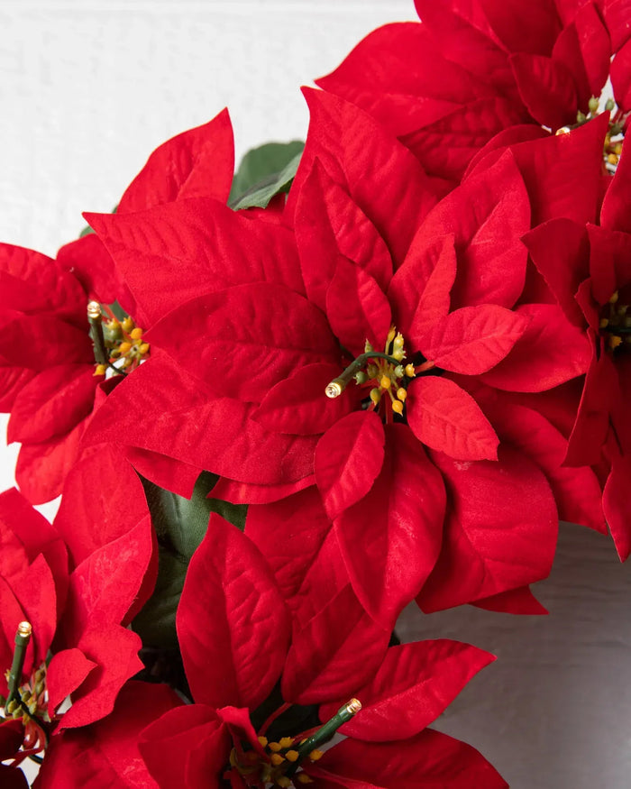 Grinalda Natal Flores Vermelhas Com LED 90 cm