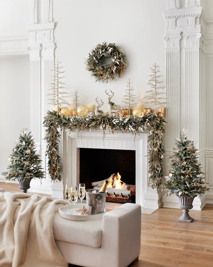 Grinalda Nevada Champagne Com LED 90 cm