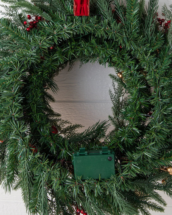 Grinalda Pinhas e Bagas de Natal Com LED 90 cm