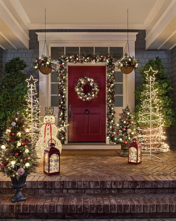 Grinalda Vermelha e Branca Nórdica Com LED 70 cm