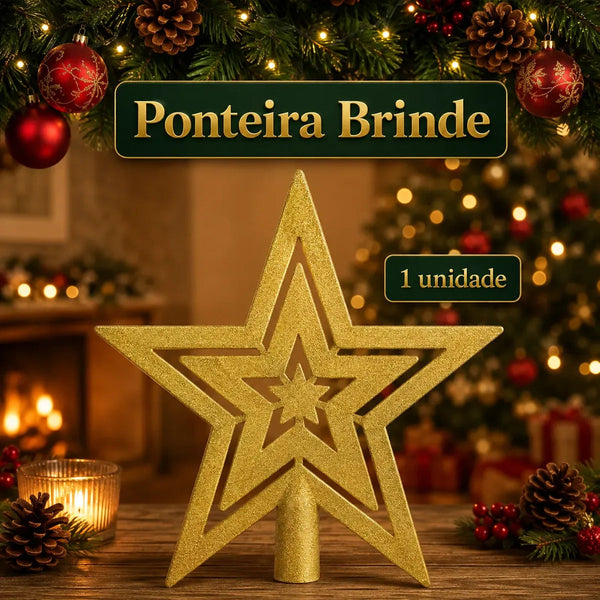 Kit 100 Bolas de Natal Vermelhas 3 cm, 4 cm e 6 cm + Ponteira Estrela + Maleta Organizadora