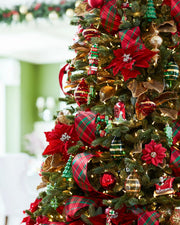 Kit 16 Enfeites de Natal Tradicional Vermelho e Verde com Pai Natal, Presentes e Árvores