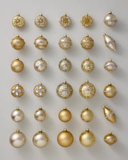 Kit 30 Enfeites para Árvore de Natal Dourado e Champagne com Pedrarias Decorativas