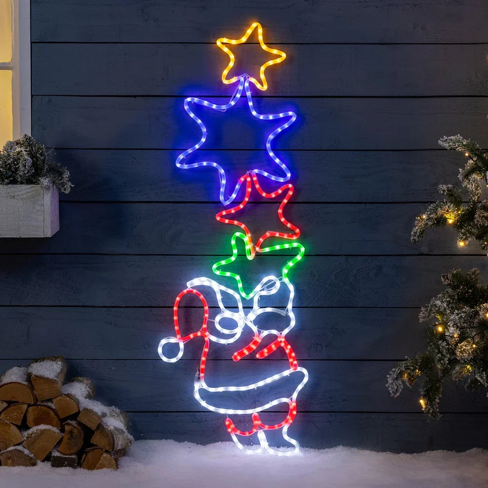 Luminária de parede Pai Natal e Estrela com LED
