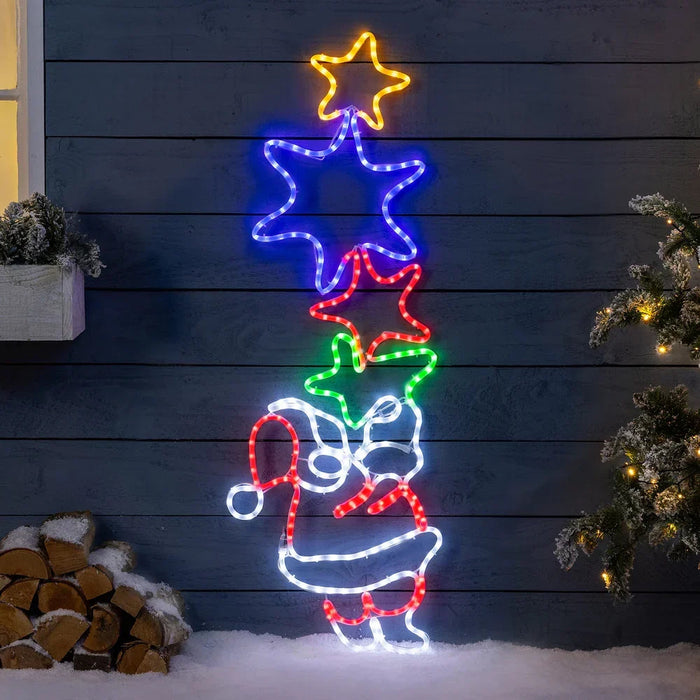 Luminária de parede Pai Natal e Estrela com LED
