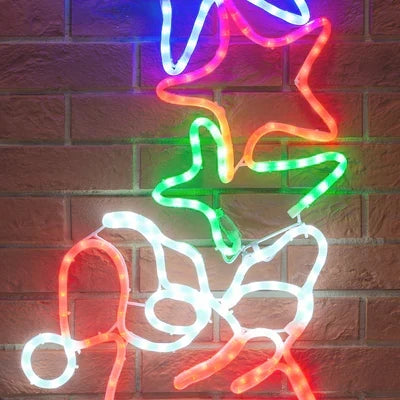 Luminária de parede Pai Natal e Estrela com LED