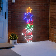Luminária de parede Pai Natal e Estrela com LED