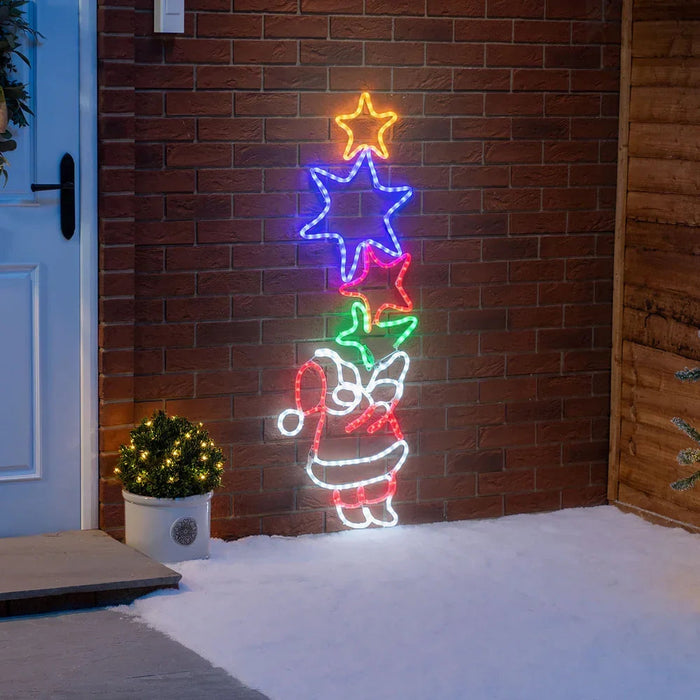 Luminária de parede Pai Natal e Estrela com LED
