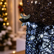 Poste Natalino Preto com 151 LEDs e Laço Vermelho – 1,52 m