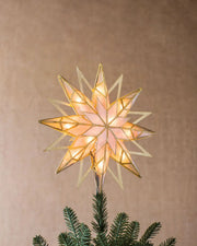 Topo de Árvore Estrela Starburst Dupla Face Iluminada Dourada