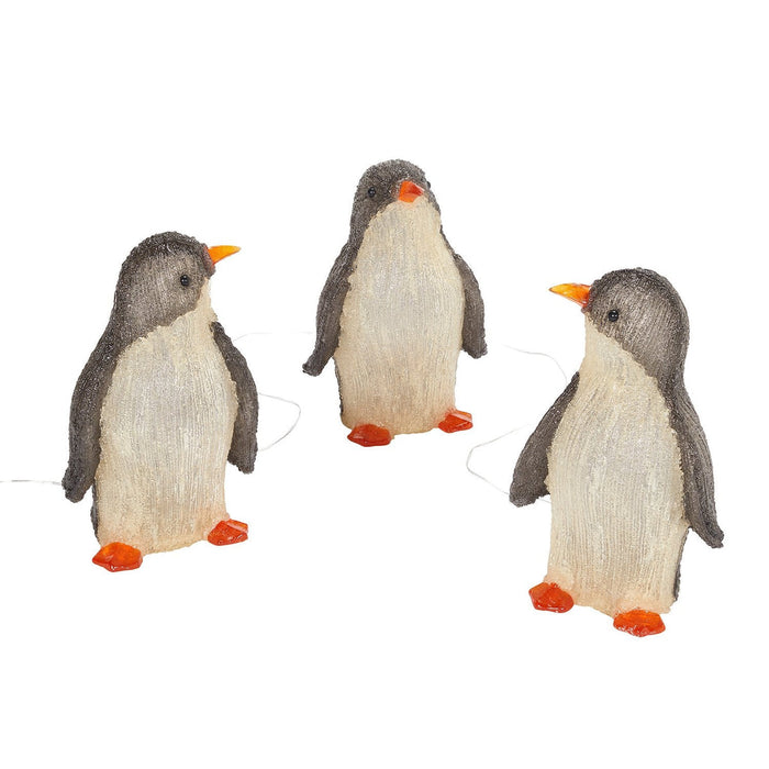 Trio de pinguim acrílico para exterior